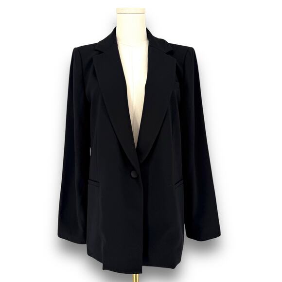 Alice + Olivia Classics Black Oversized Boxy Boyfriend Blazer, Size L - Picture 1 of 16